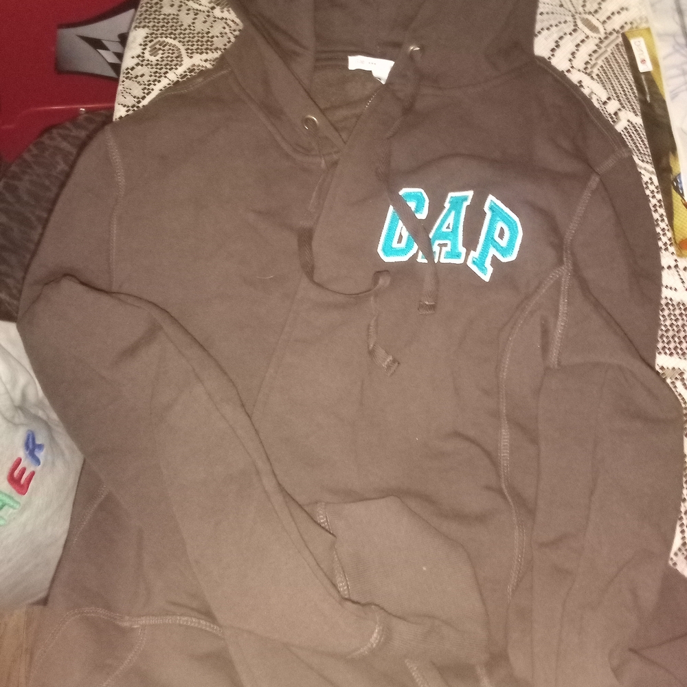 GAP Chocolate Hoodie with Teal Logo